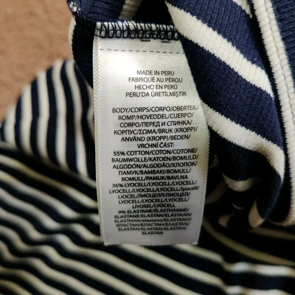 Polo‎ Ralph Lauren Pencil Skirt Women's L Striped Stretch Cotton Lyocell Blend